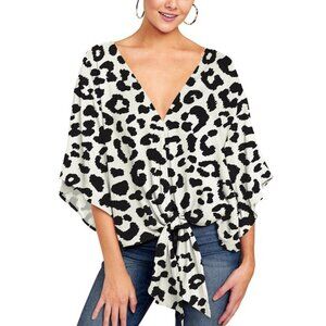 XL black and white leopard print blouse